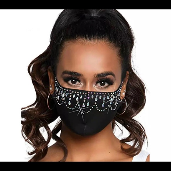 Face NWT Mask Rhinestone Elastic Reusable Washable - Picture 2 of 6